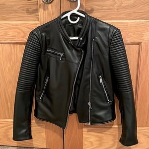Zara Faux BLACK  Leather Moto Jacket. Size M. Worn once. Smoke free home